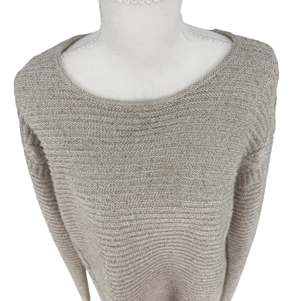 Chicos Tan Neutral Knit Long Sleeve Pullover Sweater Size 2 L - Picture 2 of 12